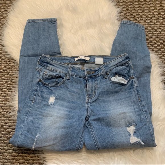 eunina Denim - Eunina mid-rise light wash destroyed jeans size 27